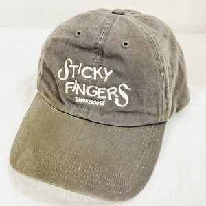 Sticky Fingers Smokehouse Restaurant Hat Cap Adjustable Strapback Gray Outdoors